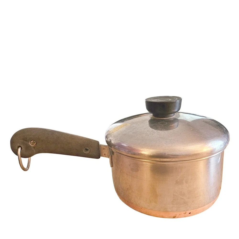 Pre-1968‎ Revere Ware 3 Qt Copper Clad Bottom Stainless Steel Saucepan Lid MCM